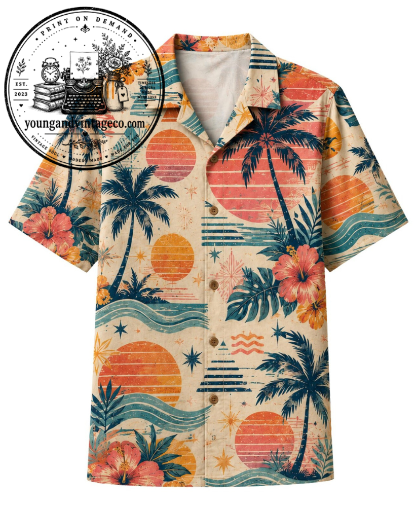 Vibrant Retro Sunset Hawaiian Shirt