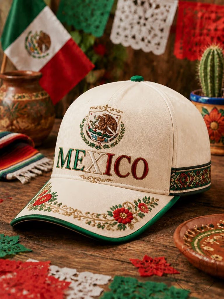 Embroidered Mexico Coat of Arms Floral Design Cream Baseball Cap Hat 13 Embroidered Mexico Coat of Arms Floral Design Cream Baseball Cap Hat