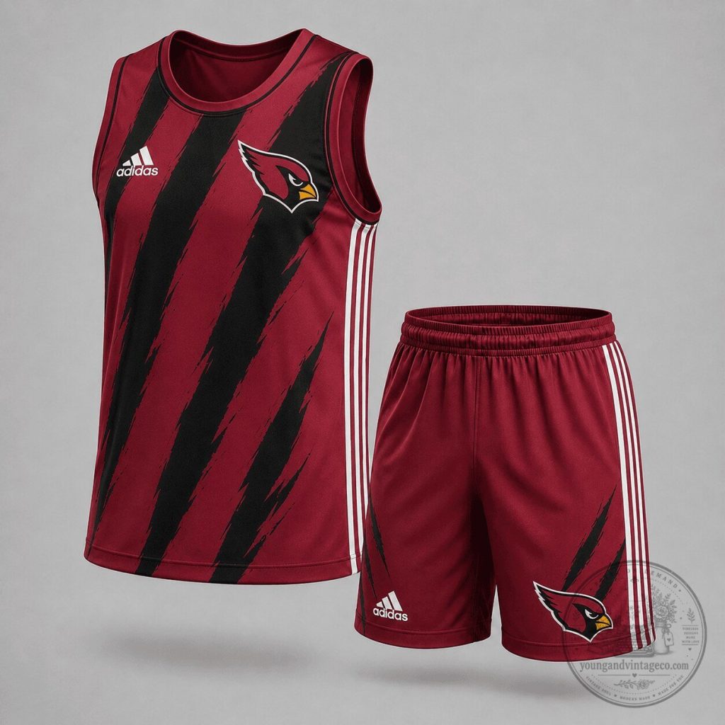 Arizona Cardinals Football Team Red and Black Striped Tank Top and Shorts Set Arizona Cardinals Football Team Red and Black Striped Tank Top and Shorts Set