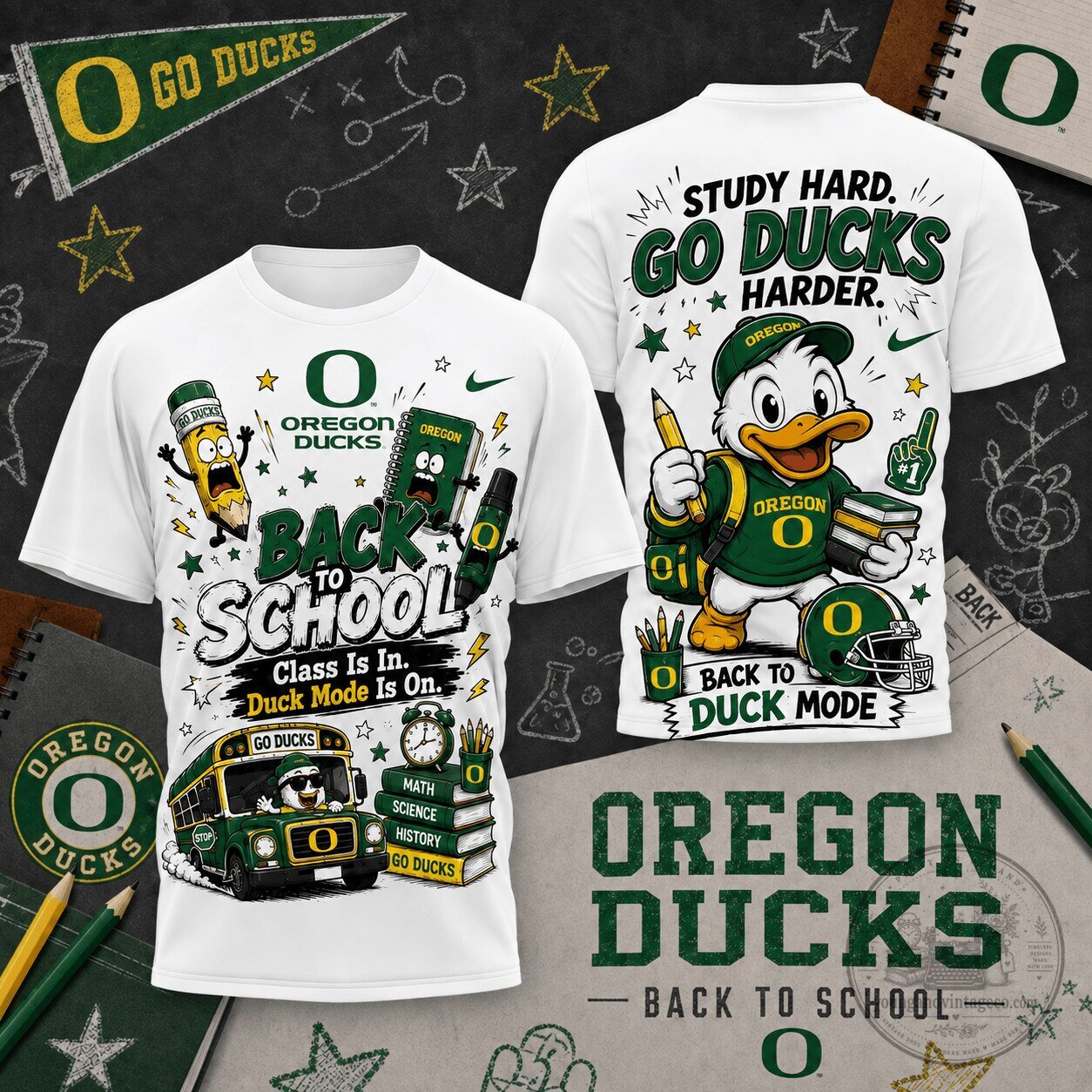 Oregon Ducks Back To School T-Shirt, Study Hard Go Ducks Harder