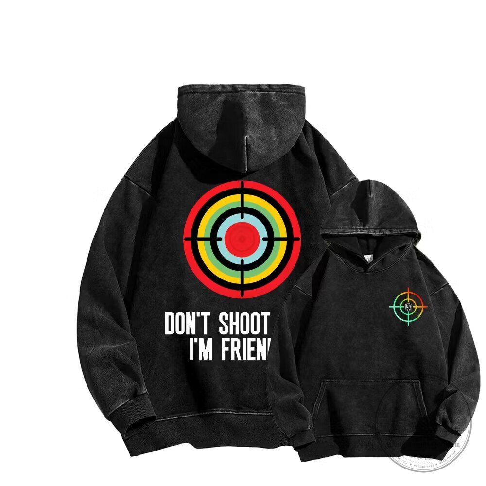 Don't Shoot I'm Friend Target Logo Washed Black Hoodie