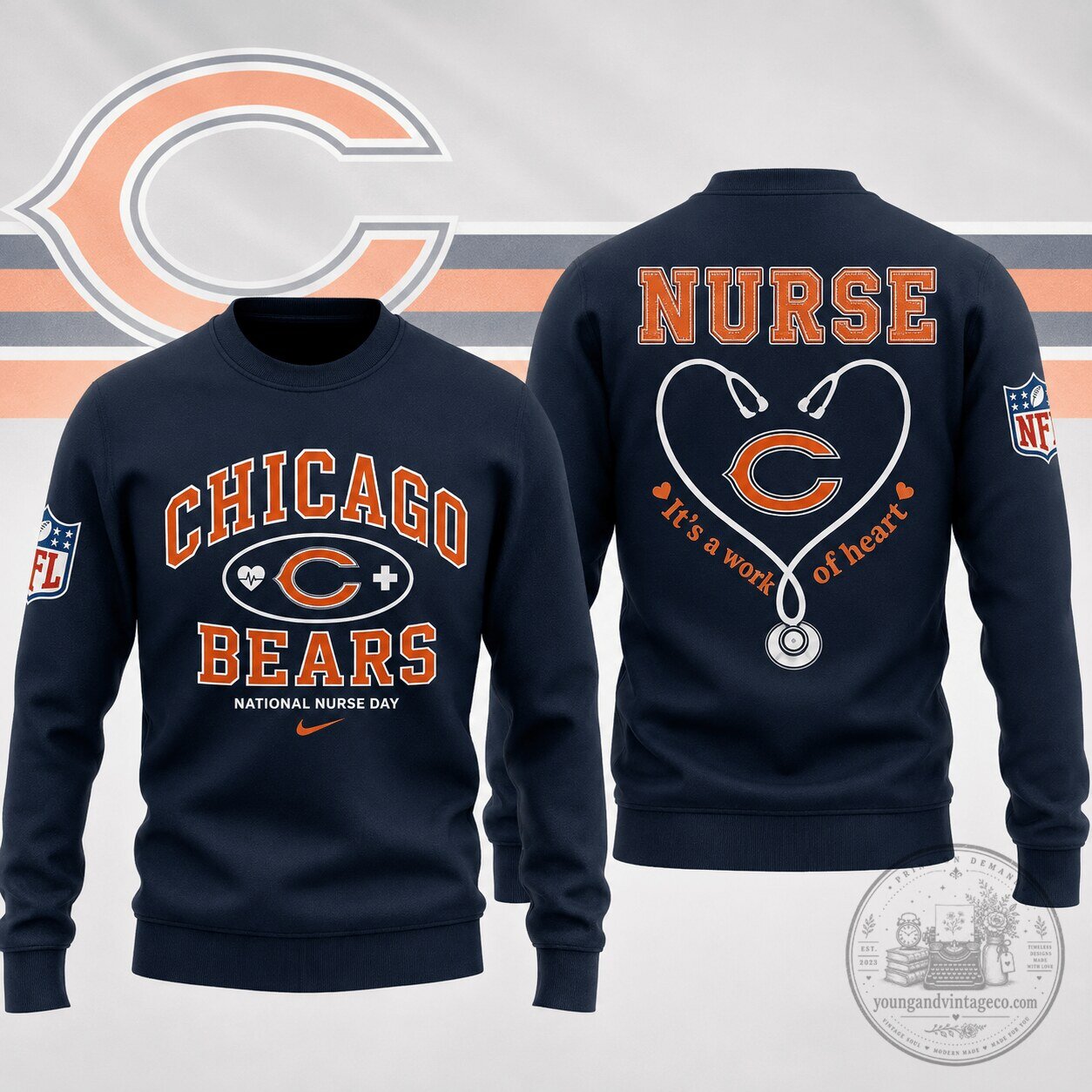 Chicago Bears National Nurse Day Crewneck Sweatshirt