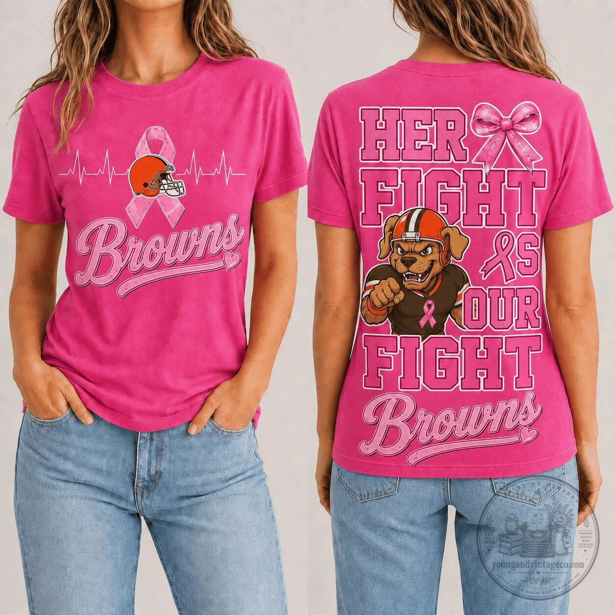 Cleveland Browns Shirt for Breast Cancer Awareness, Pink Football Team T-Shirt