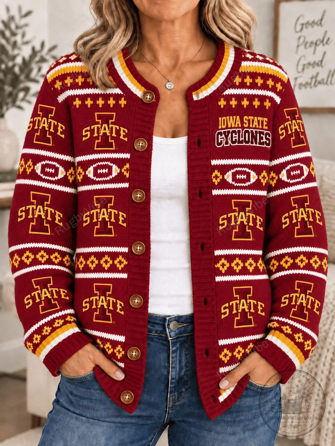 Iowa State Cyclones Football Team Knitted Cardigan Sweater