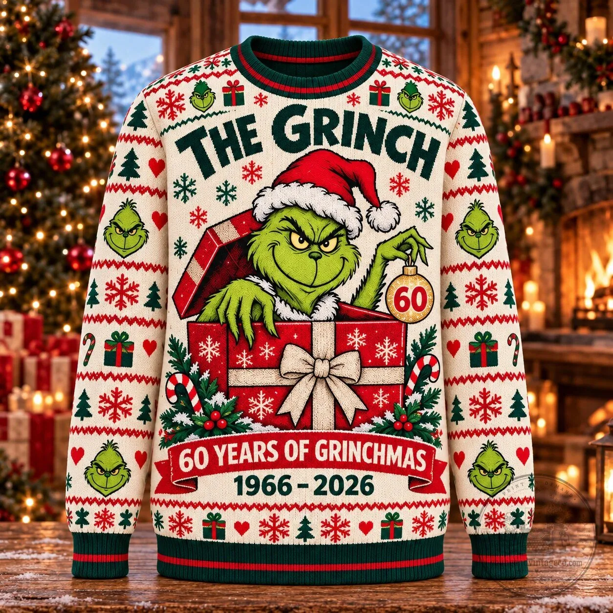 60th Anniversary Ugly Christmas Sweatshirt featuring The Grinch Merry Grinchmas Design 6 60th Anniversary Ugly Christmas Sweatshirt featuring The Grinch Merry Grinchmas Design