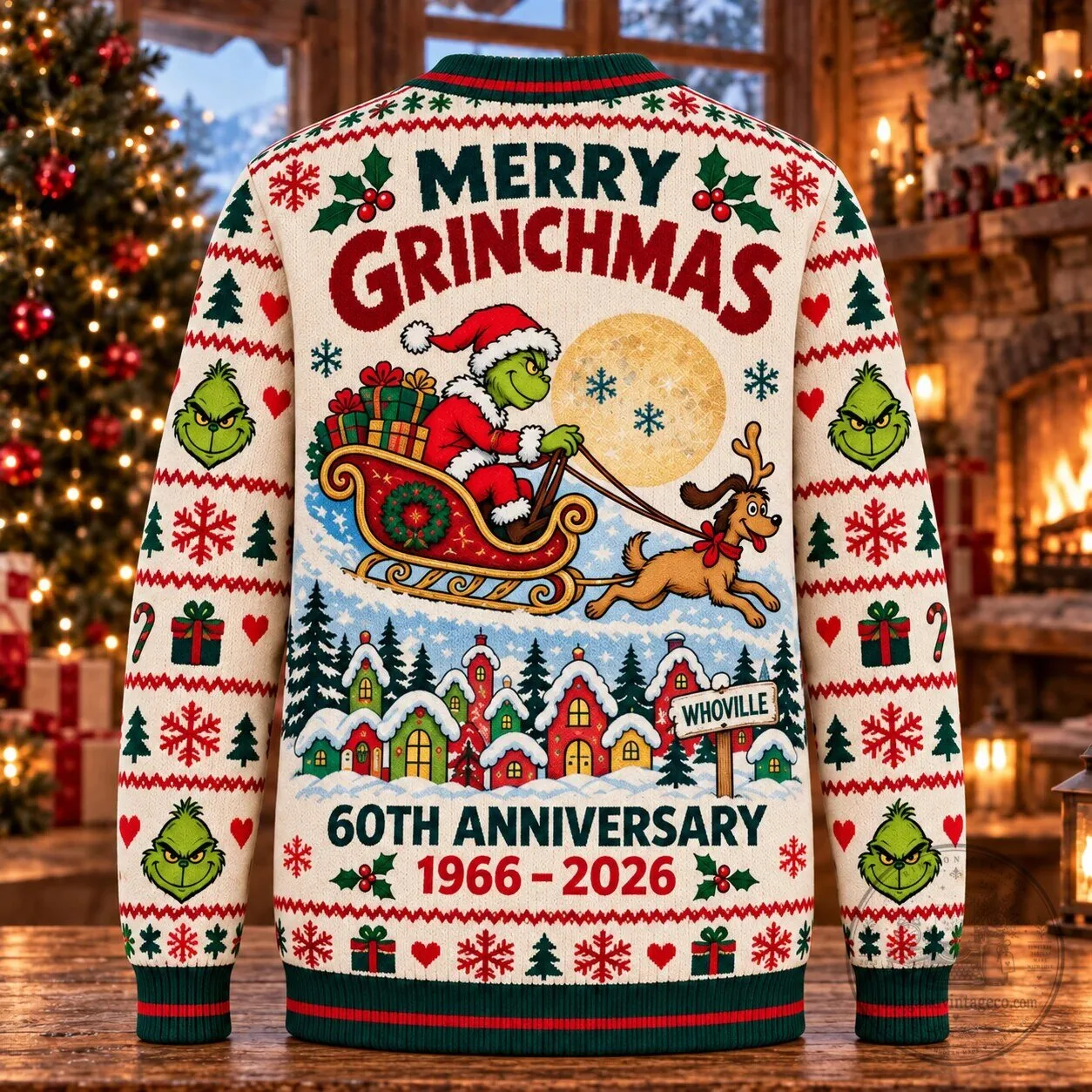 60th Anniversary Ugly Christmas Sweatshirt featuring The Grinch Merry Grinchmas Design 7 60th Anniversary Ugly Christmas Sweatshirt featuring The Grinch Merry Grinchmas Design