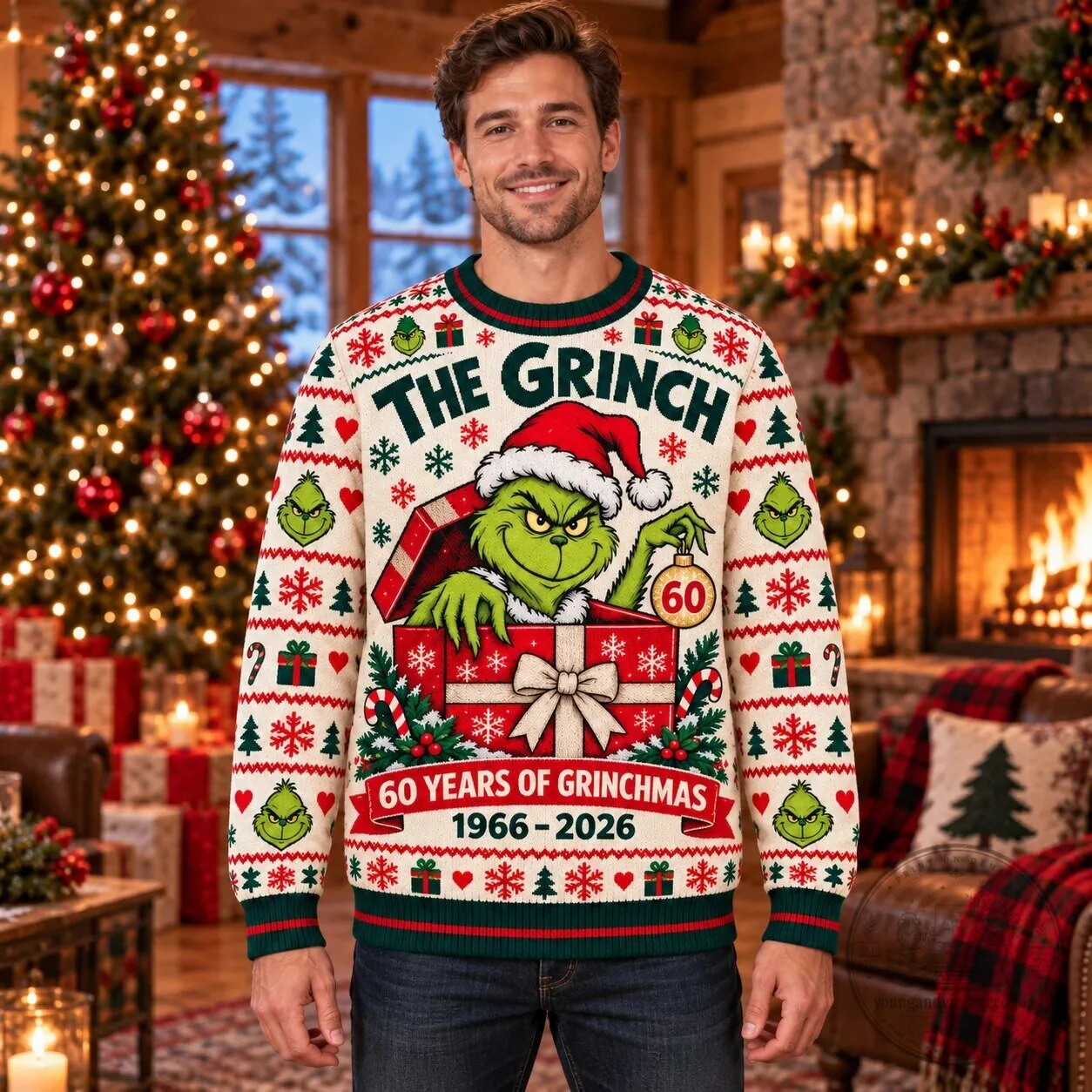 60th Anniversary Ugly Christmas Sweatshirt featuring The Grinch Merry Grinchmas Design 8 60th Anniversary Ugly Christmas Sweatshirt featuring The Grinch Merry Grinchmas Design