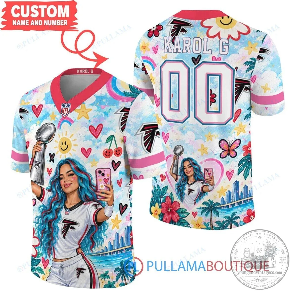 Karol G Atlanta Falcons Super Bowl Trophy Custom Football Jersey