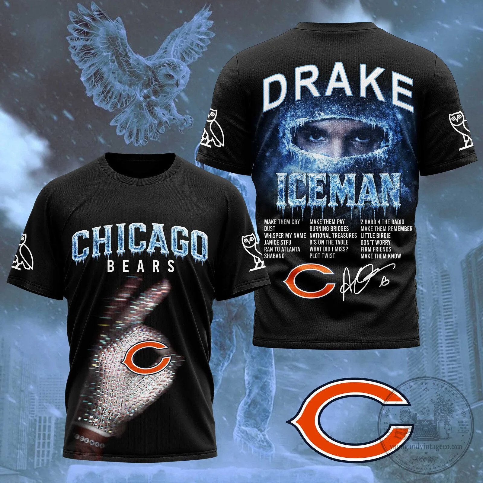 Drake Iceman Chicago Bears Football Team T-Shirt