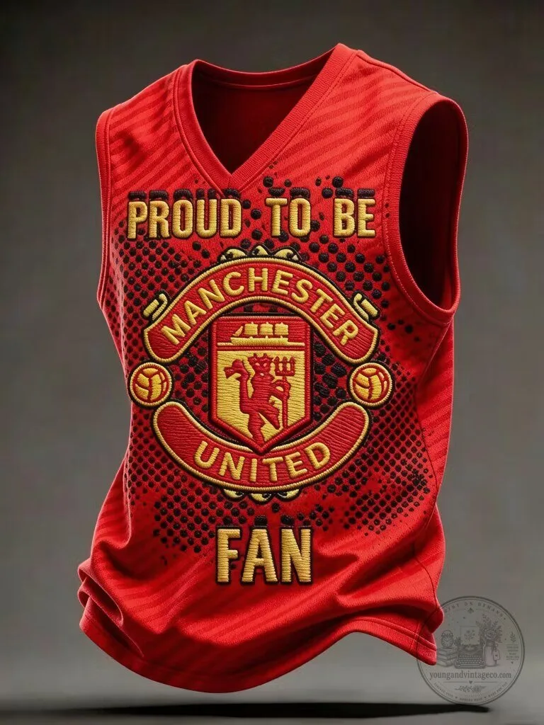 Manchester United Football Club Proud Fan Red Striped Tank Top