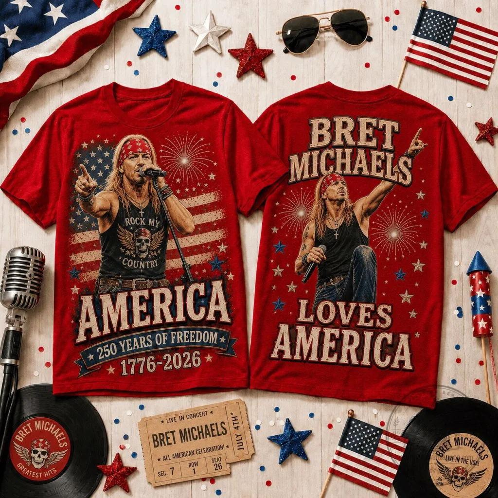 Bret Michaels 250 Years of Freedom America Loves America Patriotic T-Shirt Bret Michaels 250 Years of Freedom America Loves America Patriotic T-Shirt