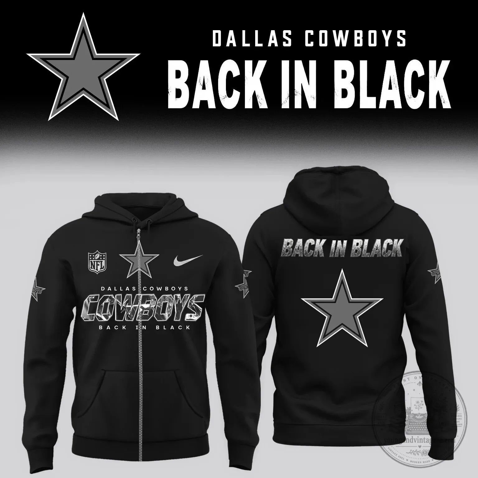Dallas Cowboys Back In Black Limited Edition Full-Zip Hoodie