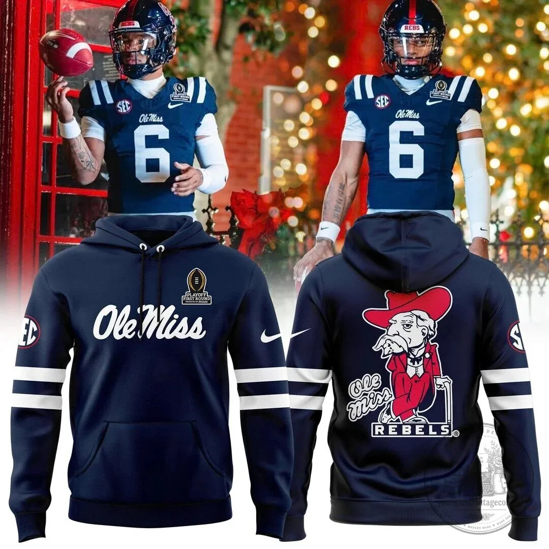 Ole Miss Rebels Football College Playoff First Round Pullover Hoodie
