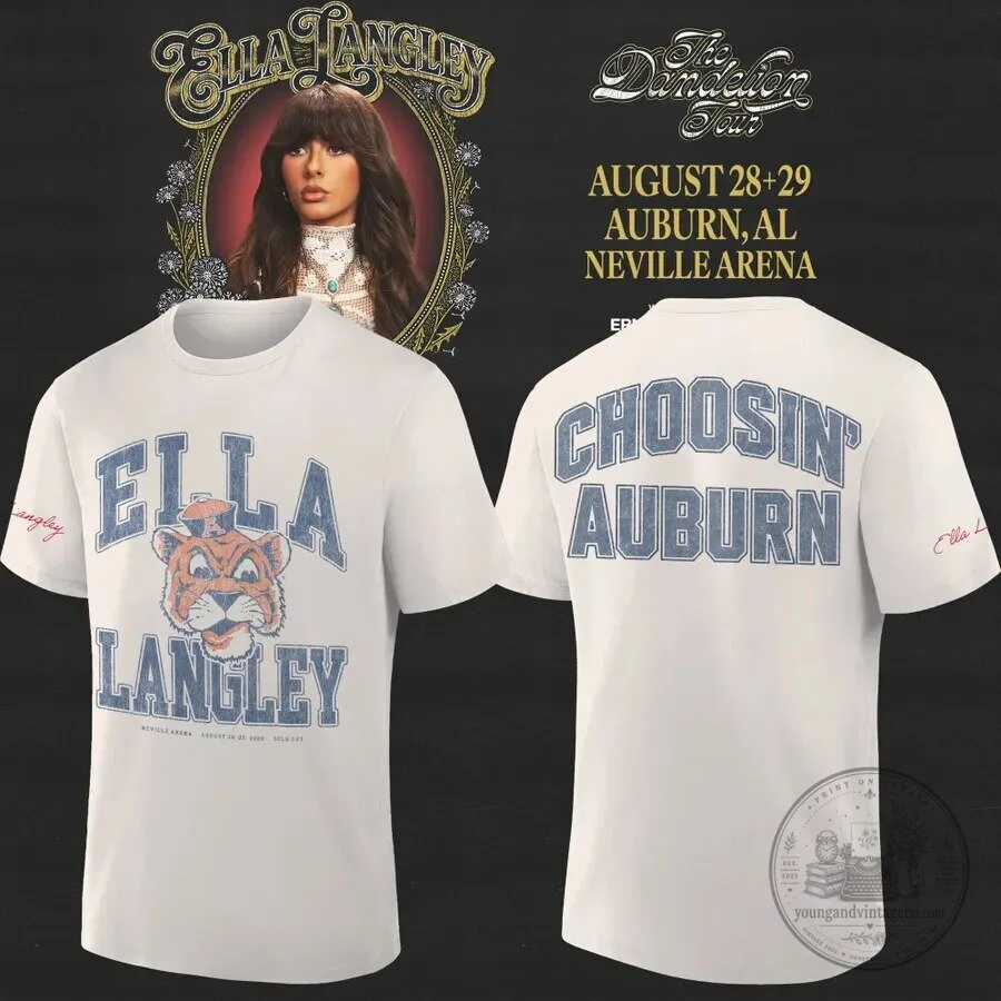 Ella Langley Choosin' Auburn Tigers The Dandelion Tour 2026 Concert T-Shirt
