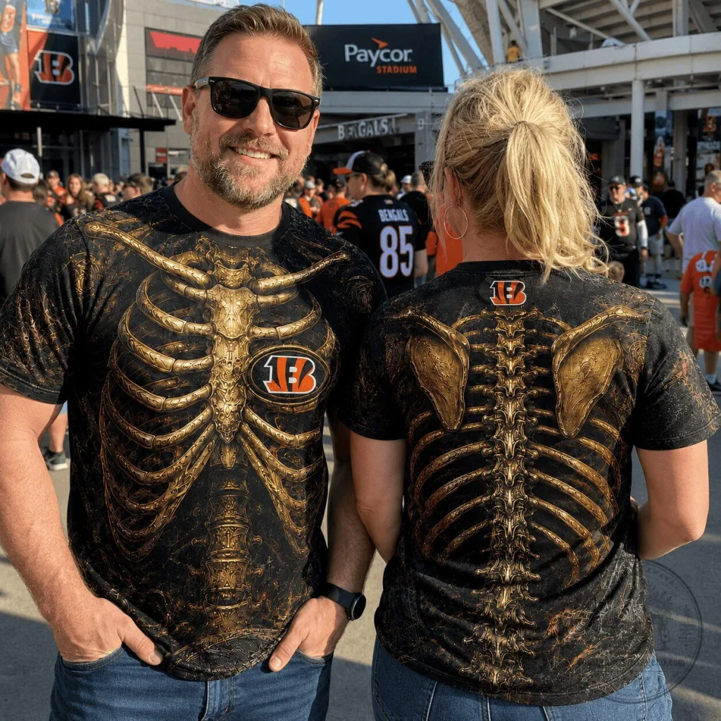 Cincinnati Football Team Skeleton Rib Cage Graphic T-Shirt 26 Cincinnati Football Team Skeleton Rib Cage Graphic T-Shirt