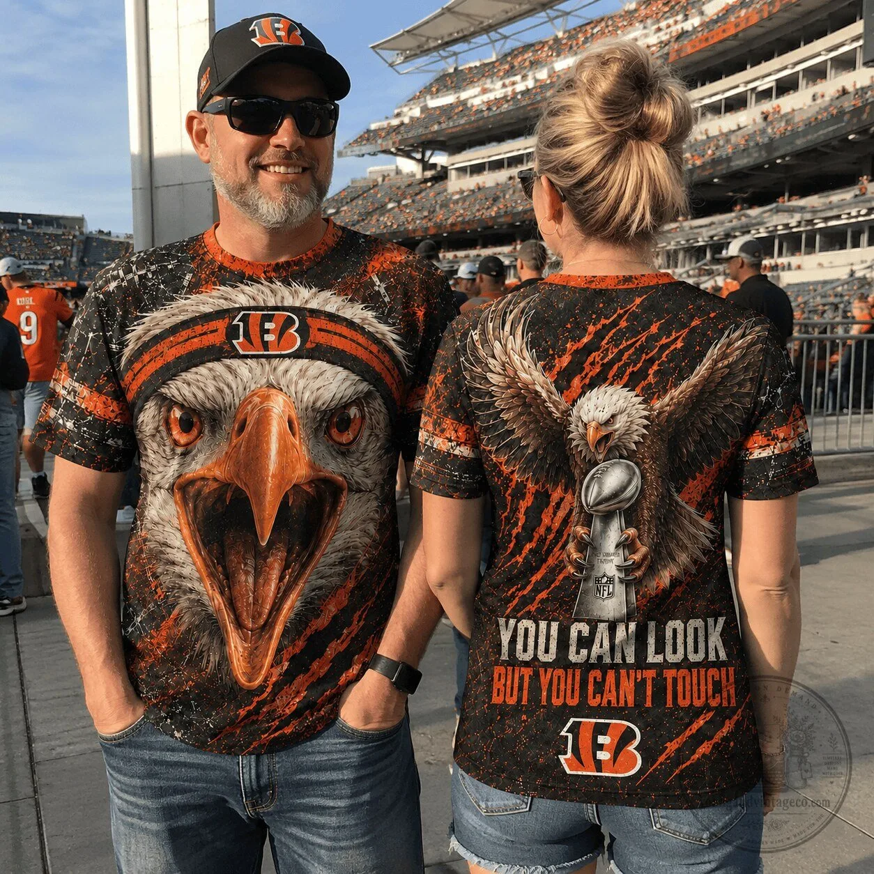 Cincinnati Football Bengals Aggressive Eagle Championship Trophy T-Shirt