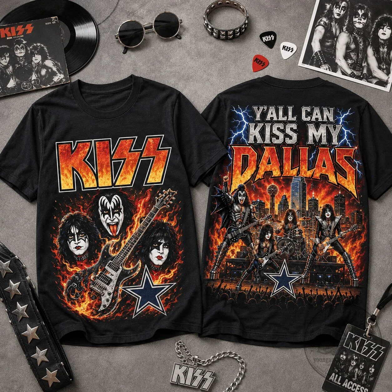 KISS Y'all Can Kiss My Dallas Rock Band Concert T-Shirt