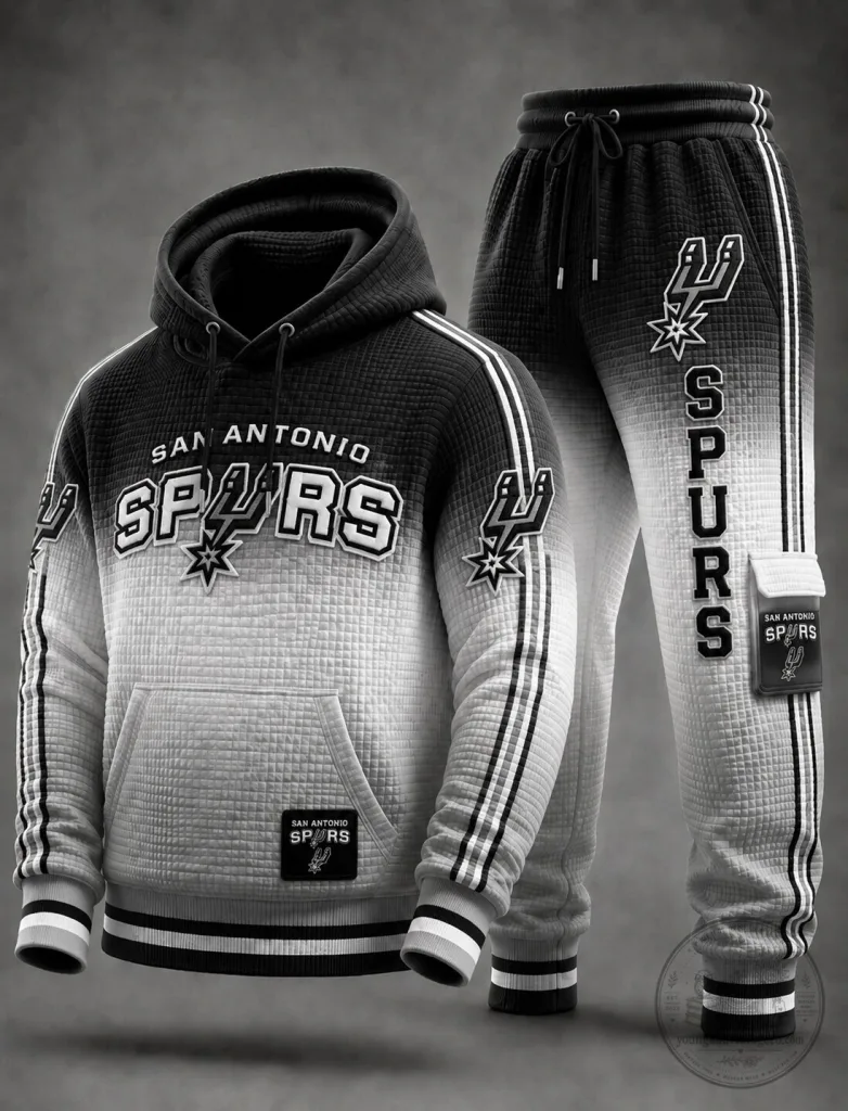 San Antonio Spurs Basketball Team Gradient Black and White Hoodie and Pants Set 14 San Antonio Spurs Basketball Team Gradient Black and White Hoodie and Pants Set