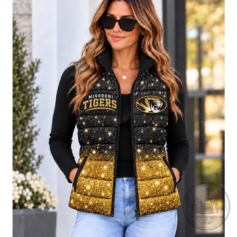 Missouri Tigers Glitter Pattern Puffer Vest for Women