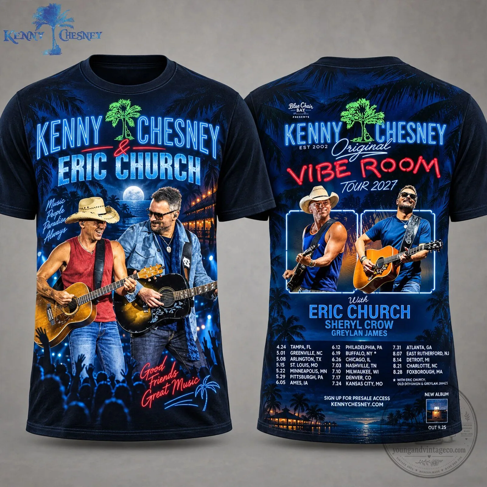 Kenny Chesney and Eric Church Original Vibe Room Tour 2027 Concert T-Shirt