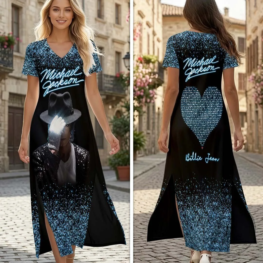 Michael Jackson Billie Jean Sequin Sparkle Maxi Dress