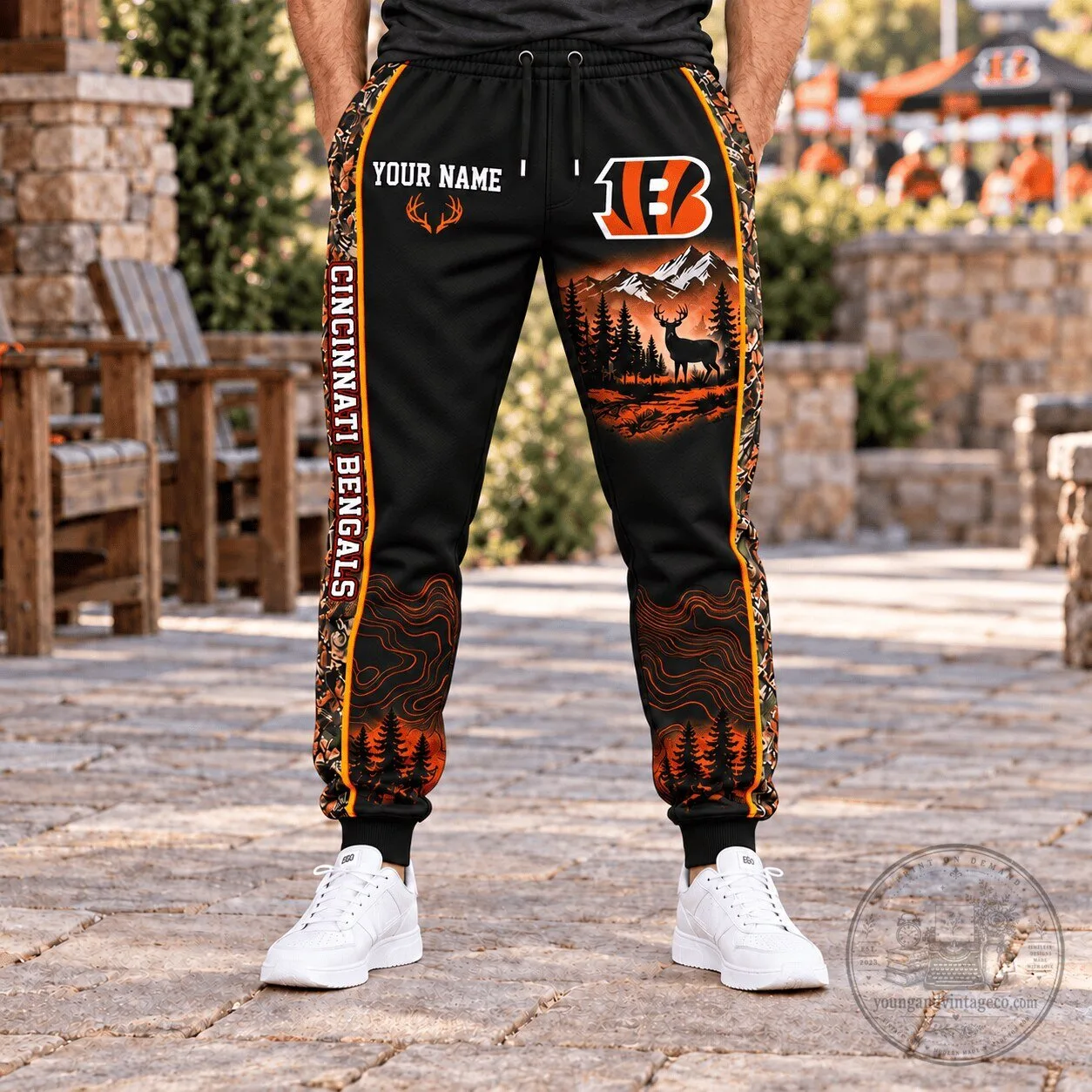 Cincinnati Bengals Deer Hunting Custom Name Black Jogger Pants