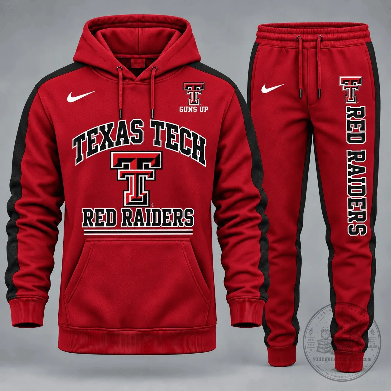 Texas Tech Red Raiders Guns Up College Sports Team Hoodie and Sweatpants Set