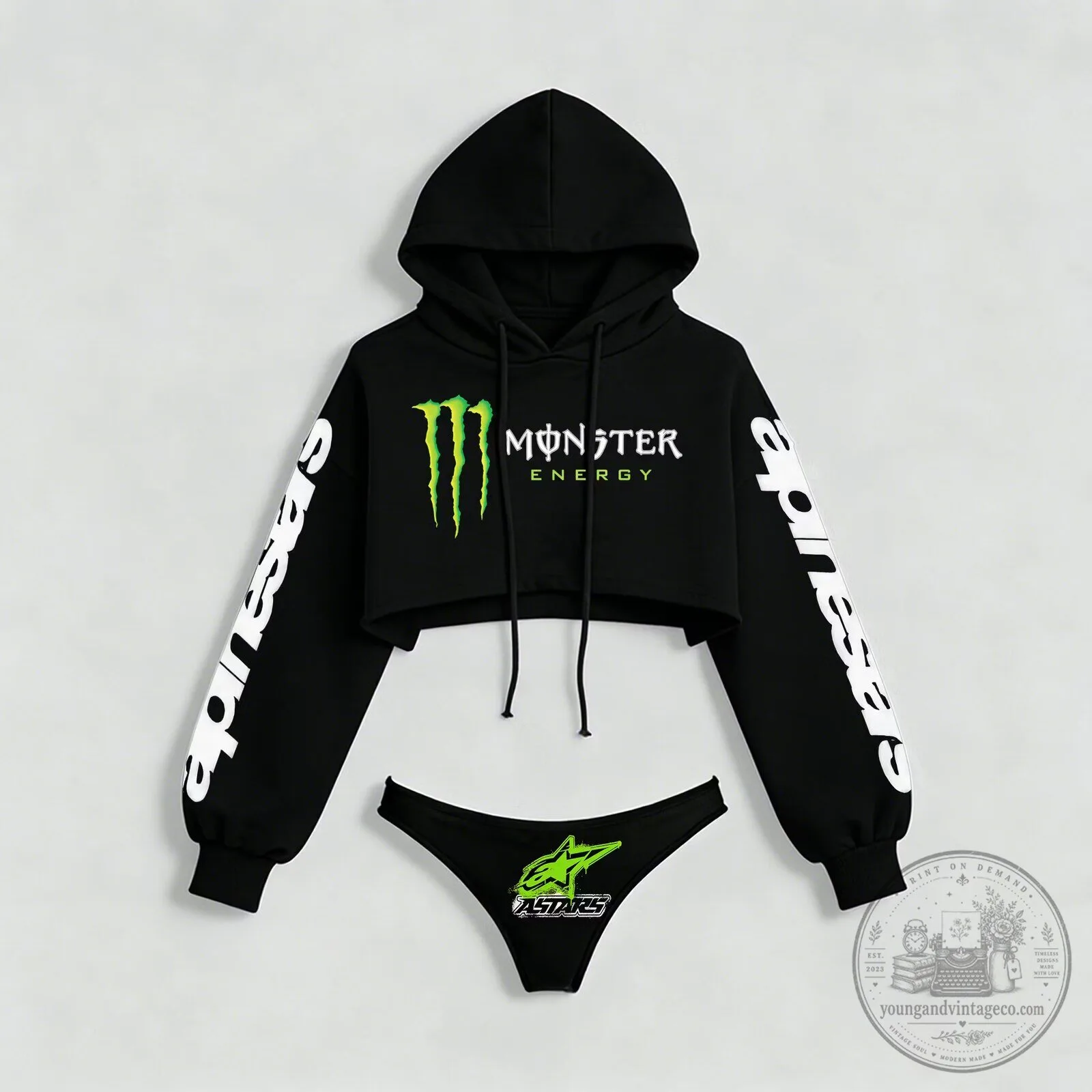 Monster Energy Alpinestars Women's Cropped Hoodie and Thong Set
