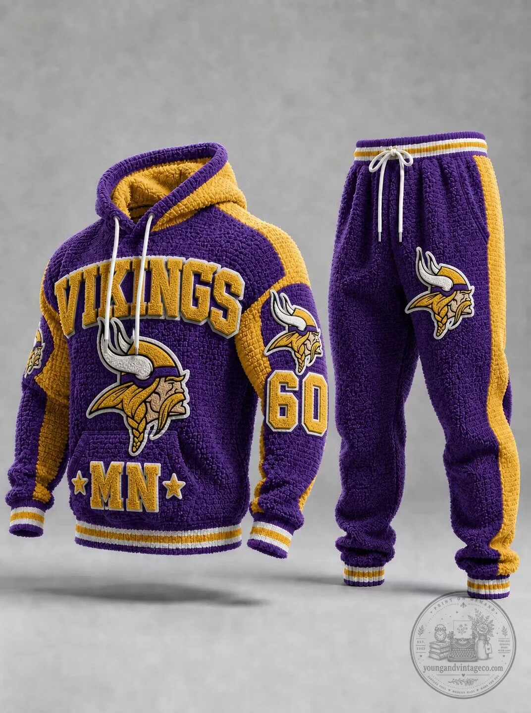 Minnesota Vikings Plush Fleece Hoodie and Sweatpants Tracksuit Set