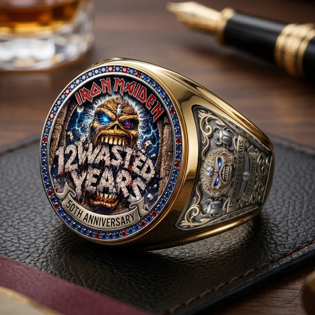 Iron Maiden 12 Wasted Years 50th Anniversary Heavy Metal Band Ring