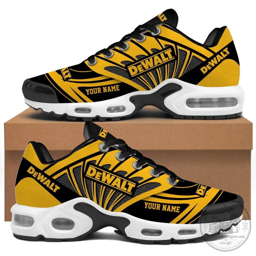 Dewalt Power Tools Personalized Black Yellow Air Cushion Sneakers Dewalt Power Tools Personalized Black Yellow Air Cushion Sneakers