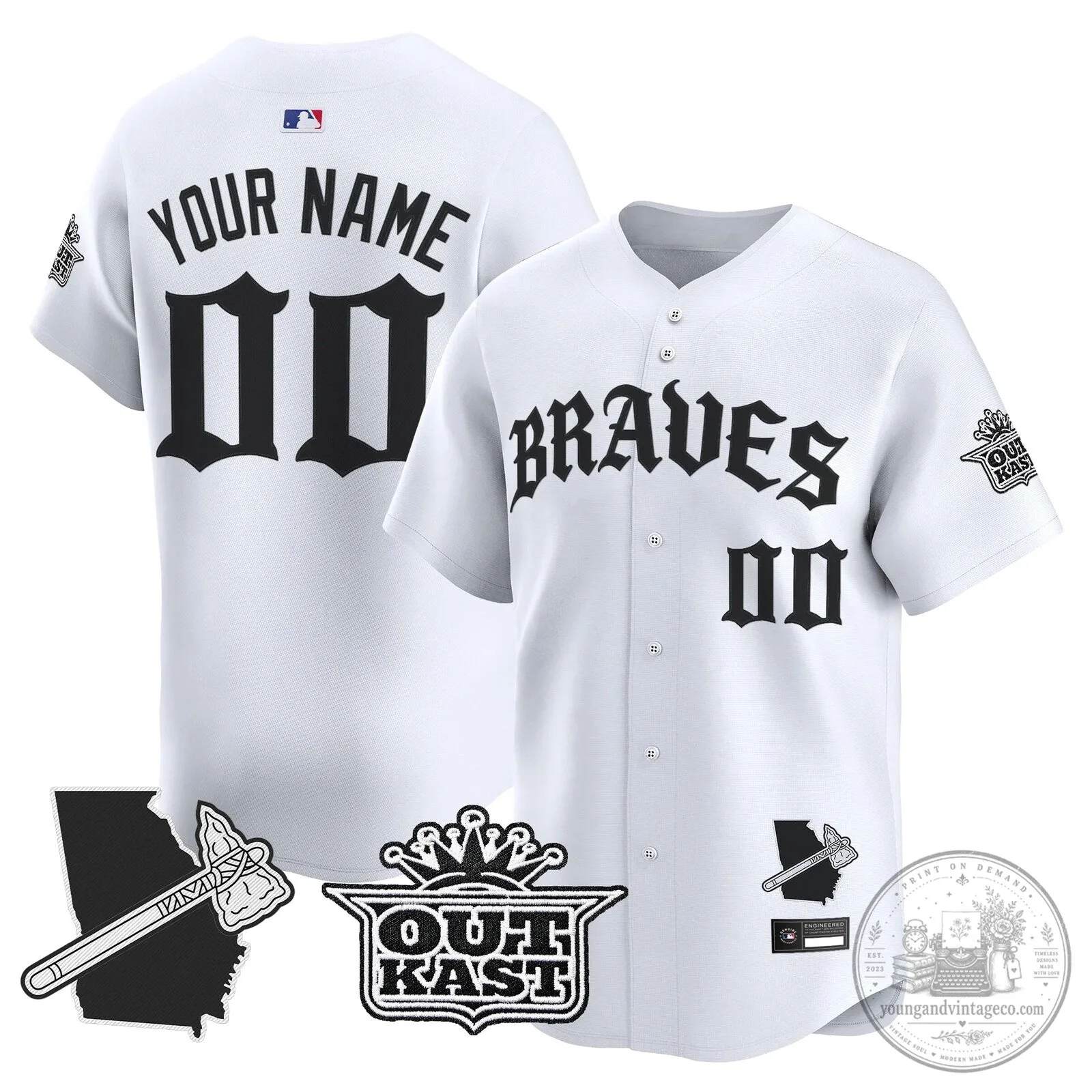 Atlanta Braves Black Custom Baseball Jersey - Stitched Old English Edition 5 Atlanta Braves Black Custom Baseball Jersey - Stitched Old English Edition