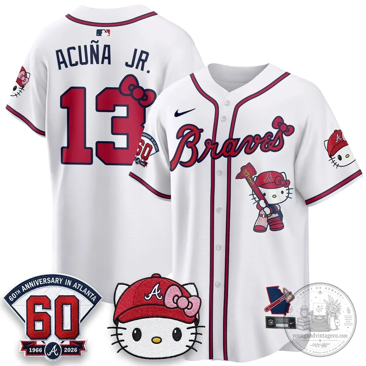 Atlanta Braves Hello Kitty Baseball Jersey Olson 28 60th Anniversary Edition 82 Atlanta Braves Hello Kitty Baseball Jersey Olson 28 60th Anniversary Edition