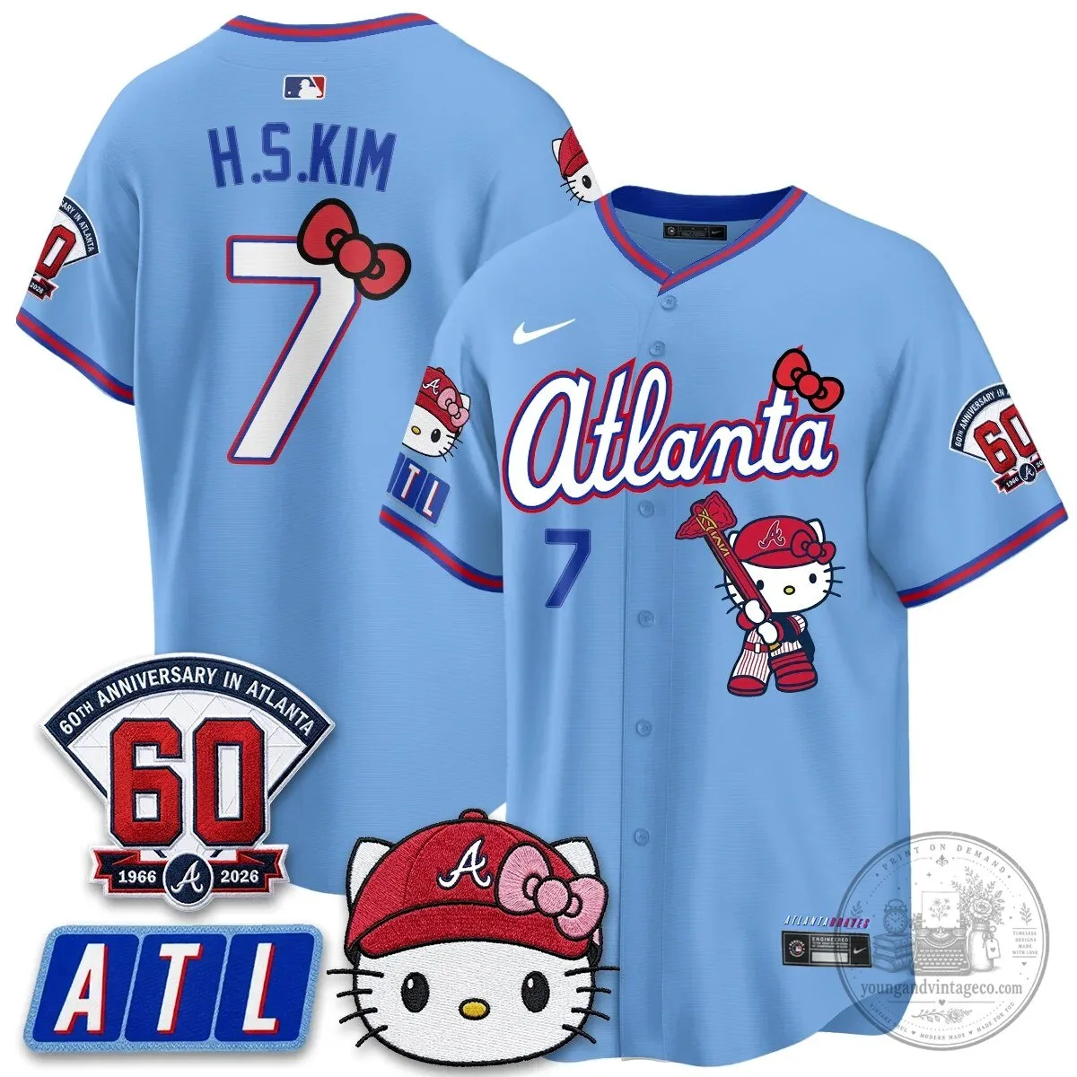 Atlanta Braves Hello Kitty Baseball Jersey Olson 28 60th Anniversary Edition 85 Atlanta Braves Hello Kitty Baseball Jersey Olson 28 60th Anniversary Edition