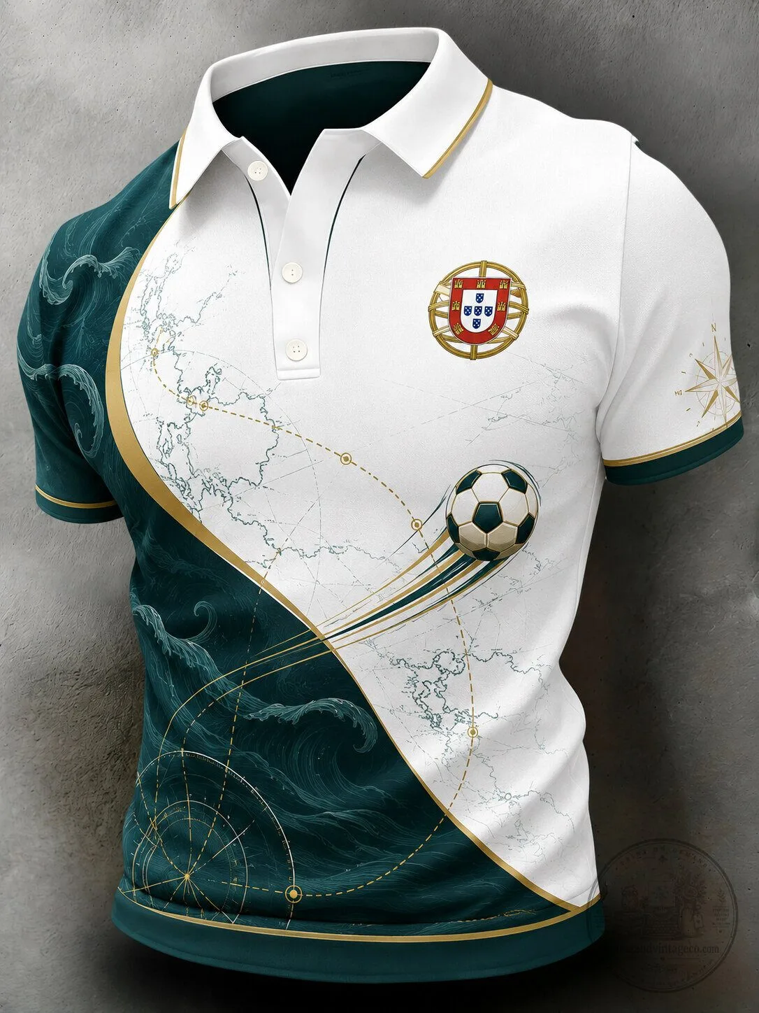Portugal FC Match Soccer Ball Design Men's Polo Shirt