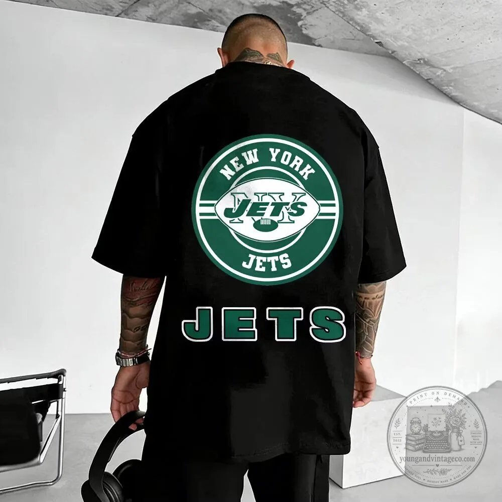 New York Jets American Football Team Logo Black Oversized T-Shirt