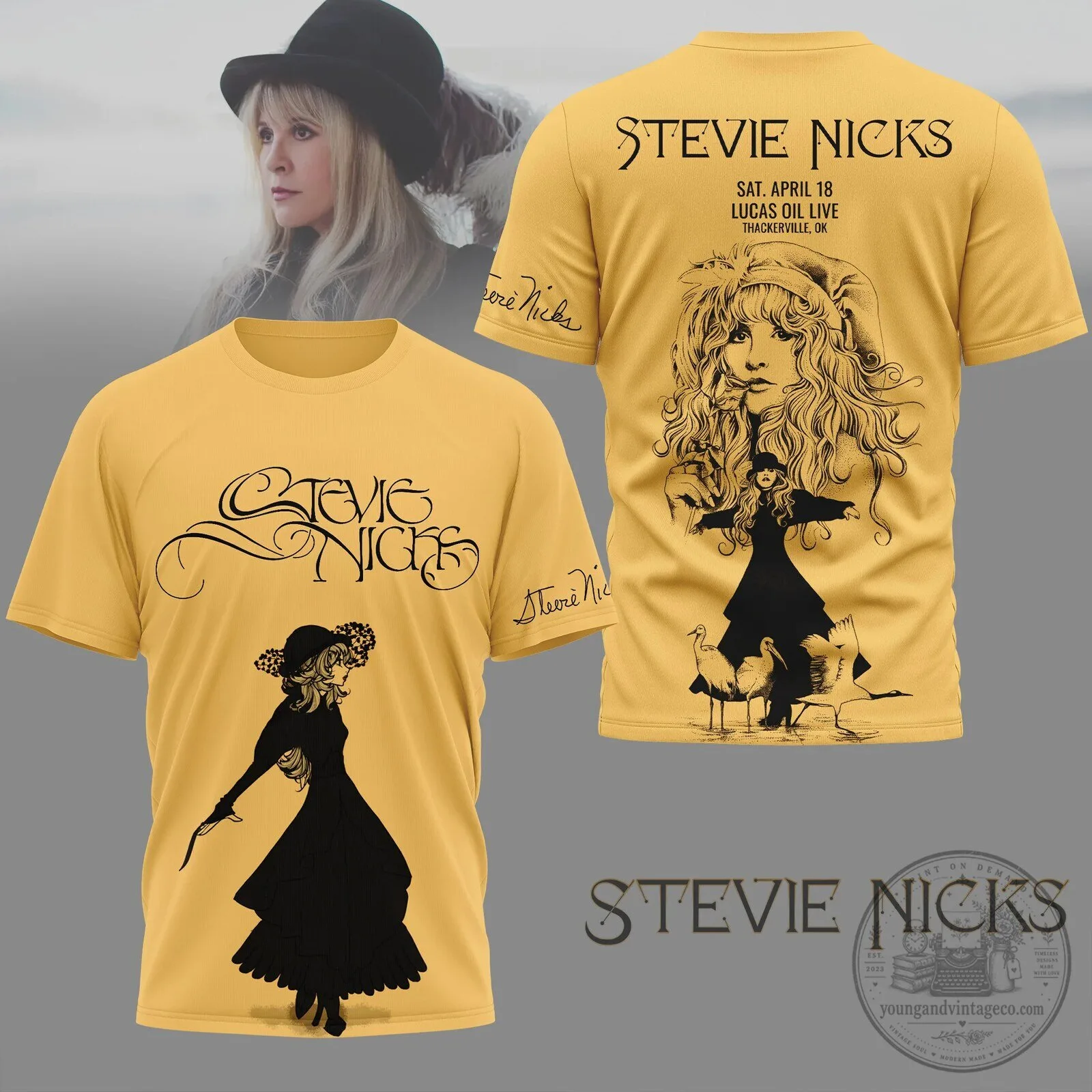 Stevie Nicks Fleetwood Mac Era Vintage Script Logo Short Sleeve T-Shirt