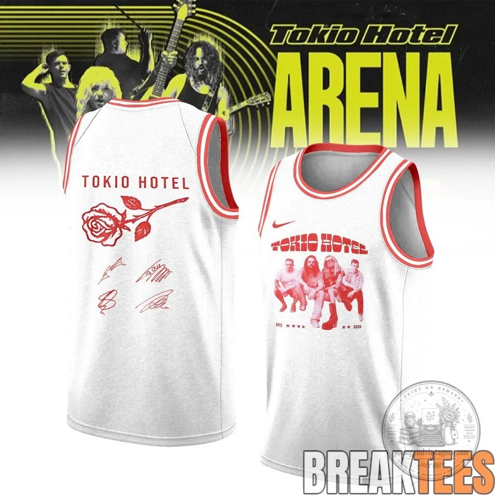 Tokio Hotel Arena Tour 2026 Band Members Red White Basketball Jersey