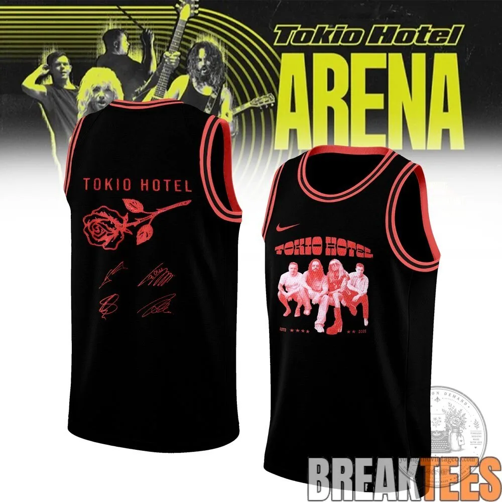 Tokio Hotel Arena Tour 2026 Band Members Red White Basketball Jersey 5 Tokio Hotel Arena Tour 2026 Band Members Red White Basketball Jersey