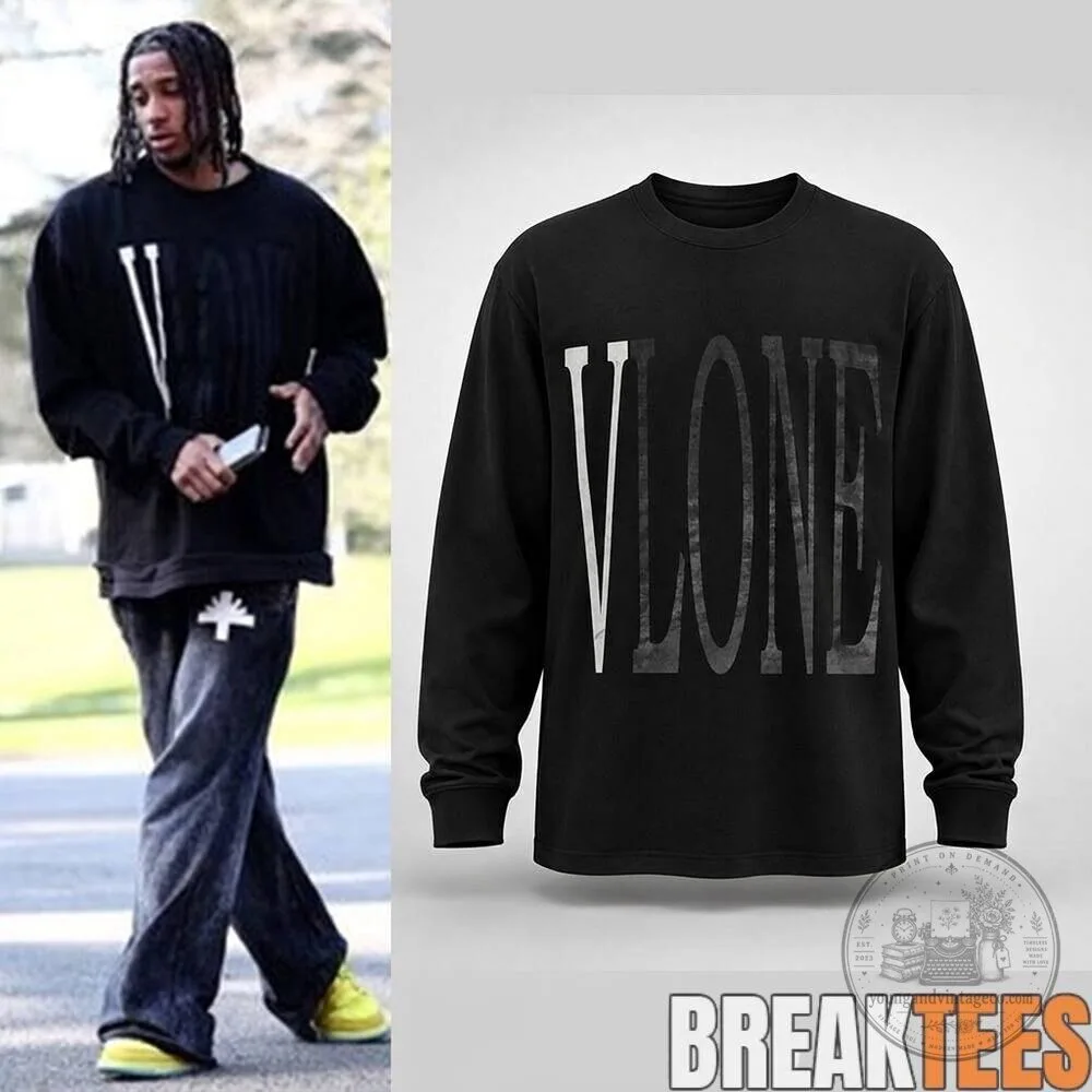 Vlone Black Long Sleeve Sweatshirt for Men and Women