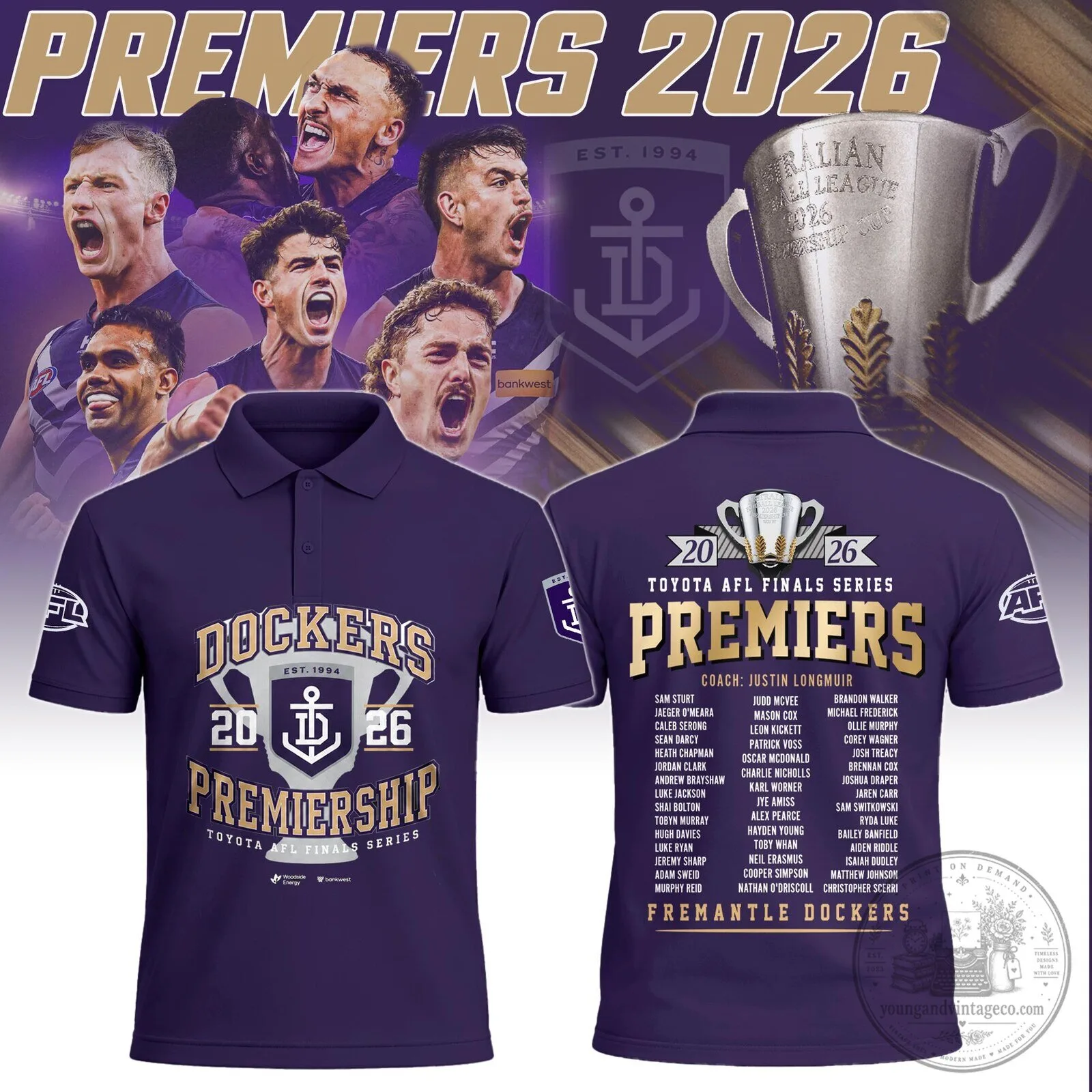 2026 Premier Polo Shirt for Fremantle Dockers in Australian Football League