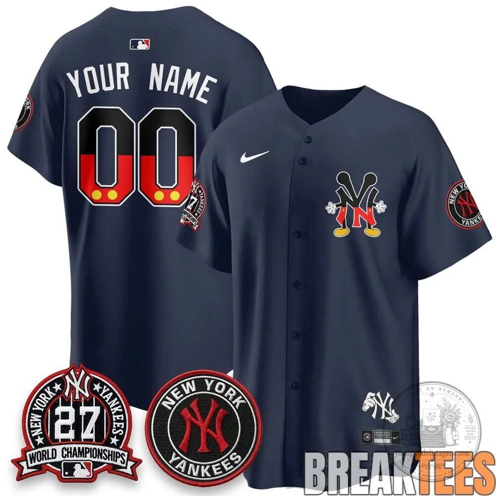 New York Yankees Mickey Mouse Custom Baseball Jersey