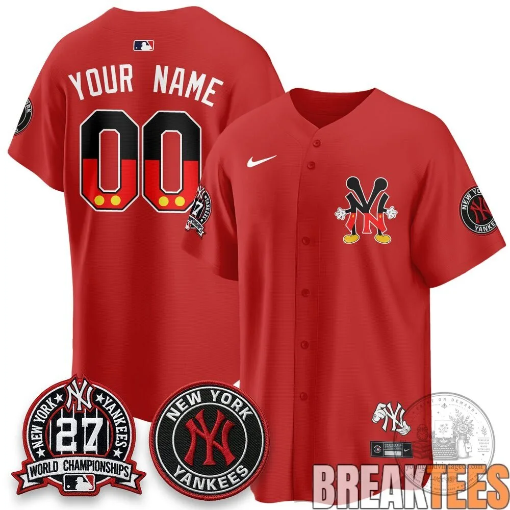 New York Yankees Mickey Mouse Custom Baseball Jersey 7 New York Yankees Mickey Mouse Custom Baseball Jersey