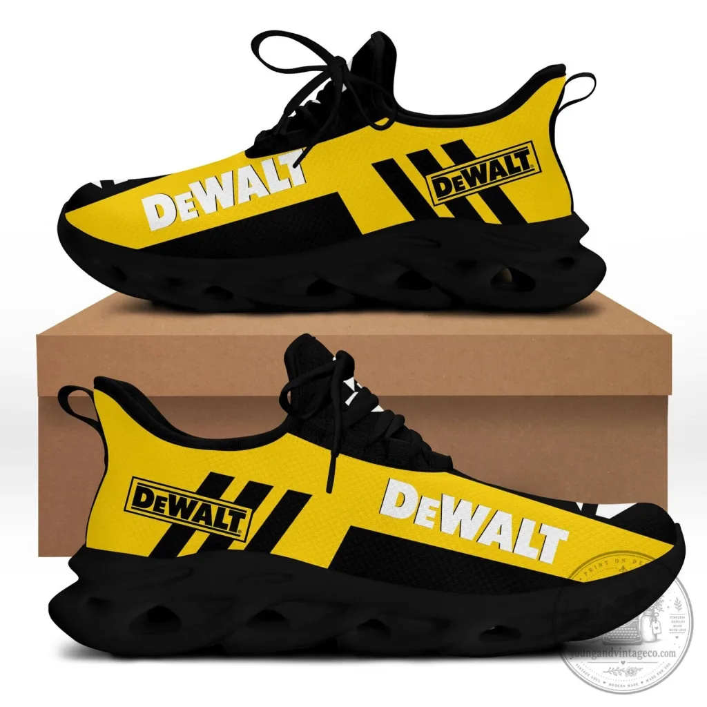Dewalt Power Tools Logo Black and Yellow Athletic Shoes Dewalt Power Tools Logo Black and Yellow Athletic Shoes