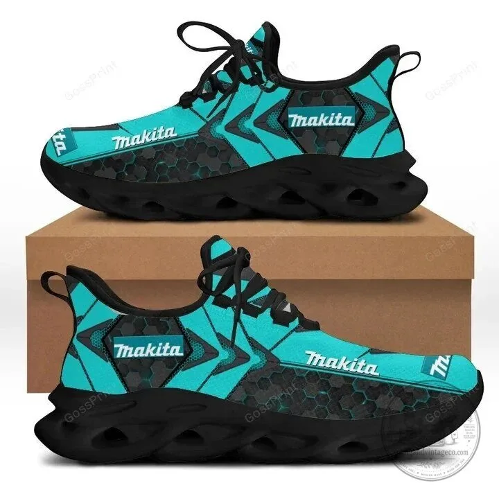 Makita Power Tools Blue Black Hexagon Pattern Running Shoes