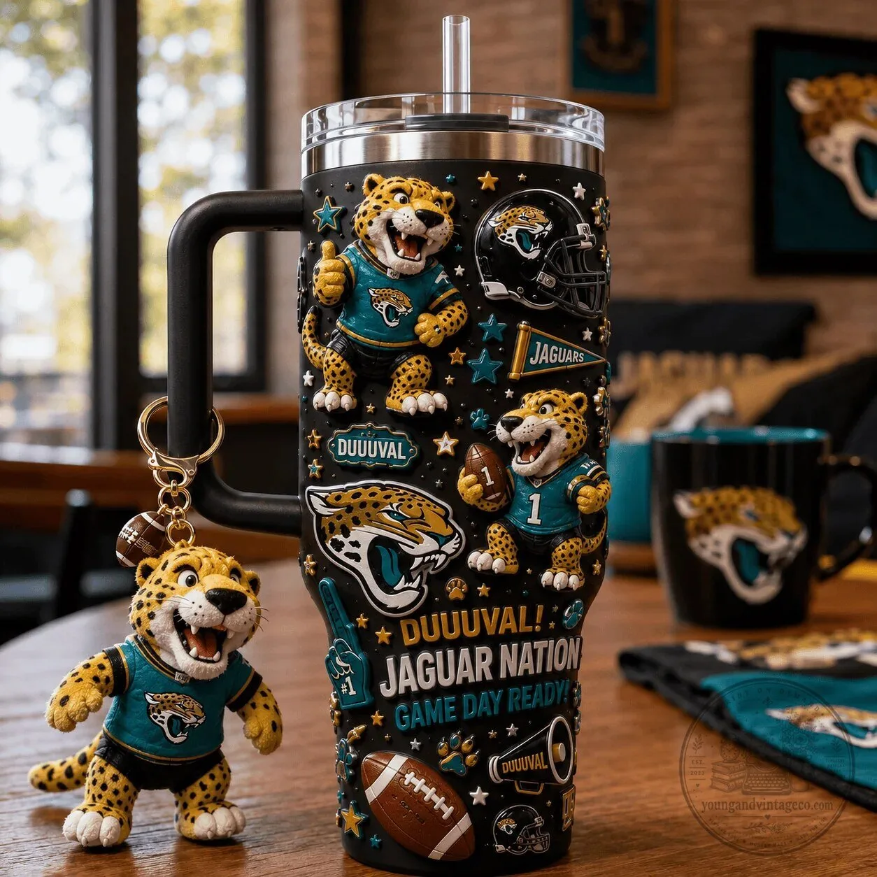 Jacksonville Jaguars Football Team 40oz Tumbler with Handle and Straw