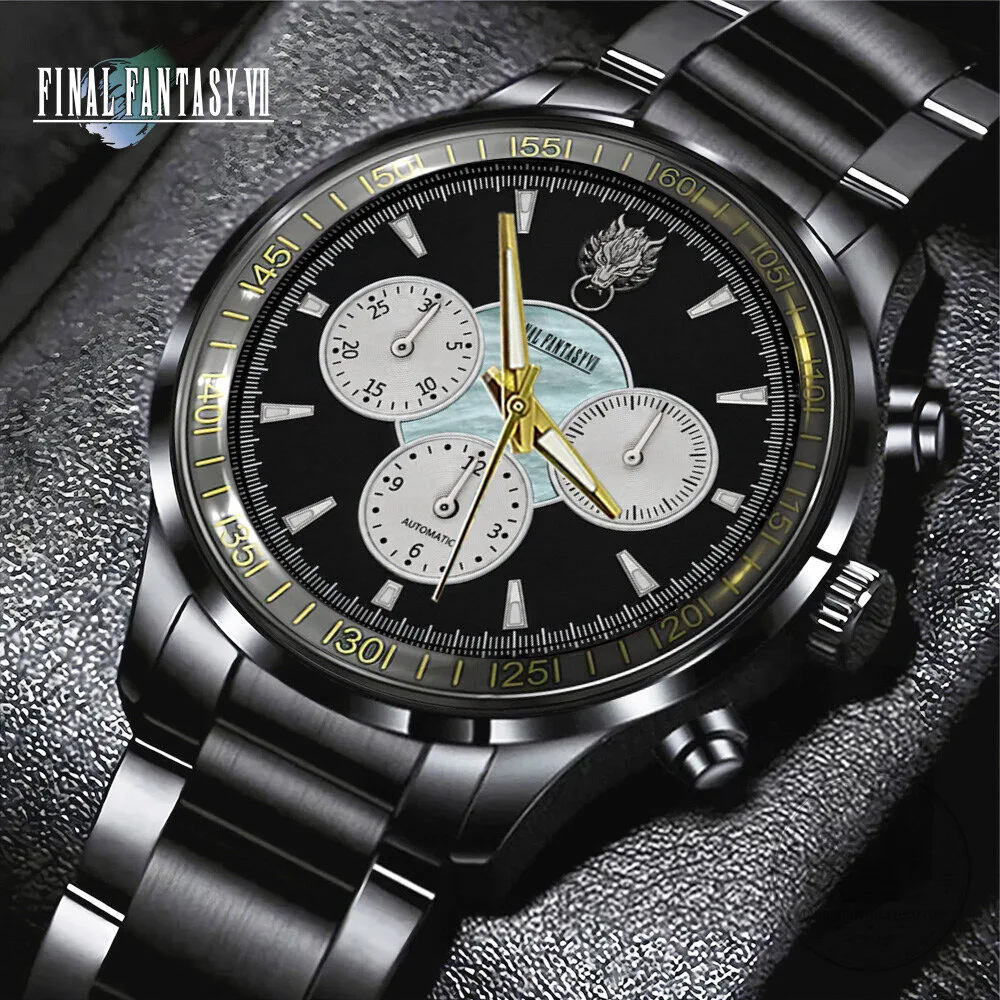 Final Fantasy VII Cloud Strife Black Stainless Steel Chronograph Watch 6 Final Fantasy VII Cloud Strife Black Stainless Steel Chronograph Watch