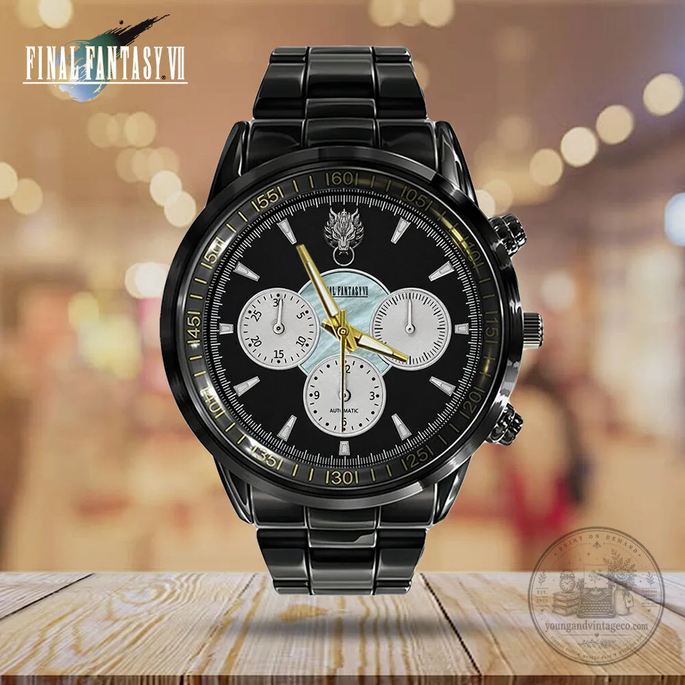 Final Fantasy VII Cloud Strife Black Stainless Steel Chronograph Watch 7 Final Fantasy VII Cloud Strife Black Stainless Steel Chronograph Watch