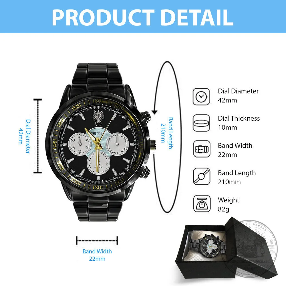 Final Fantasy VII Cloud Strife Black Stainless Steel Chronograph Watch 9 Final Fantasy VII Cloud Strife Black Stainless Steel Chronograph Watch