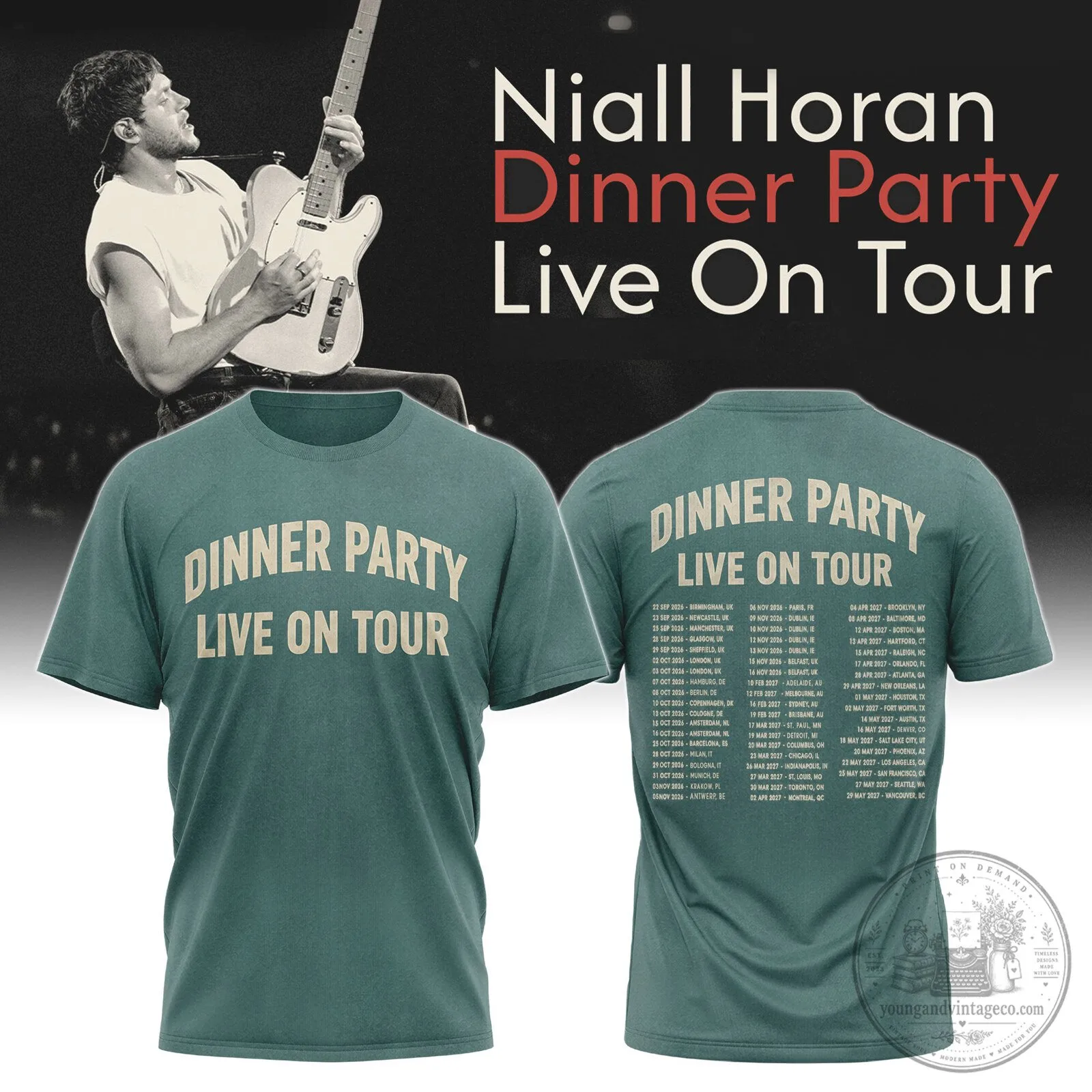 Niall Horan Dinner Party Live On Tour Concert Dates T-Shirt